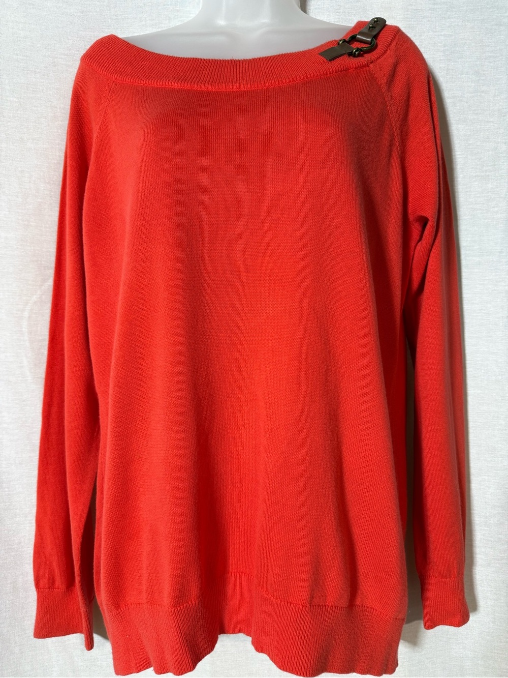 Ralph Lauren Orange-Red Off-the-Shoulder Sweater with Buckle Size XL